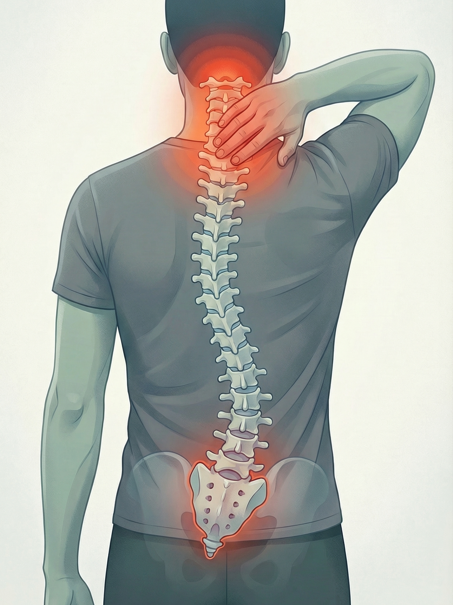 Homme souffrant de raideurs dans la nuque en lien avec une scoliose